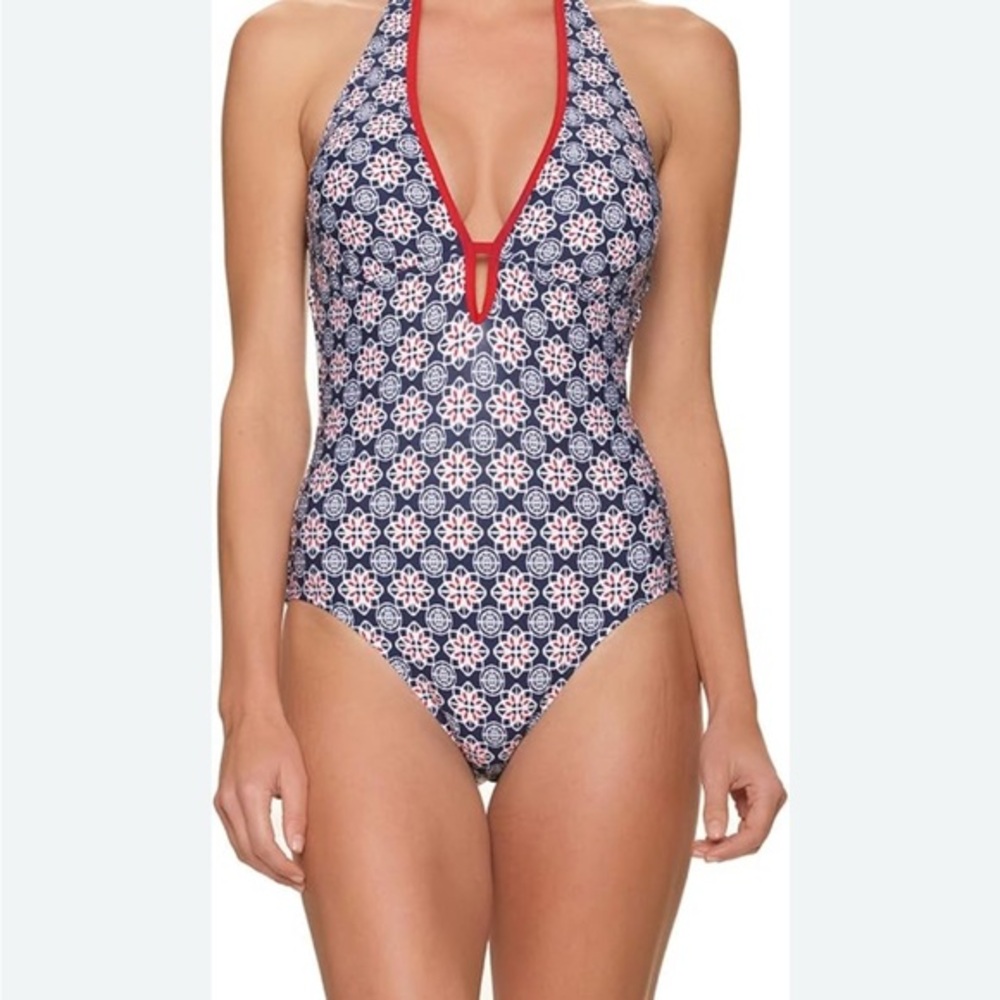 Helen Jon Blue and Red One-Piece Swimsuit